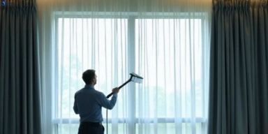 Commercial curtain stain removal service jan-juc-vic hotels offices restaurants